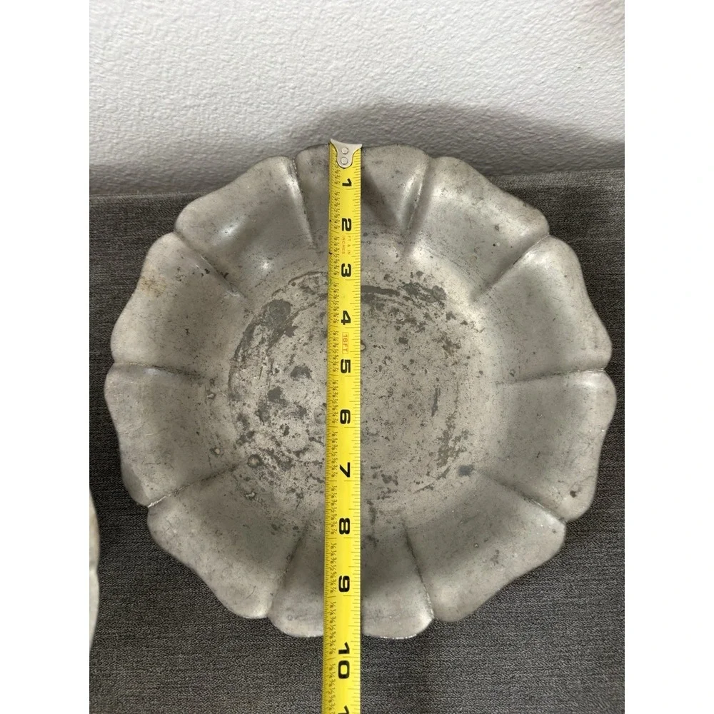 Flagg‎ & Homan Flatter Scalloped Bowl Pewter KS Co Pedestal Compote Bowl Dish